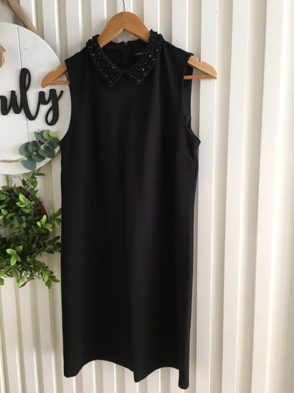 Cynthia Rowley Black Embellished Collar Shift Dress – Size 4